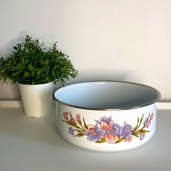 Vintage Enamel Floral Bowl - Picture 1 of 1